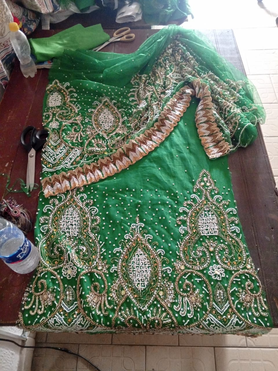 Emerald Beaded Lace