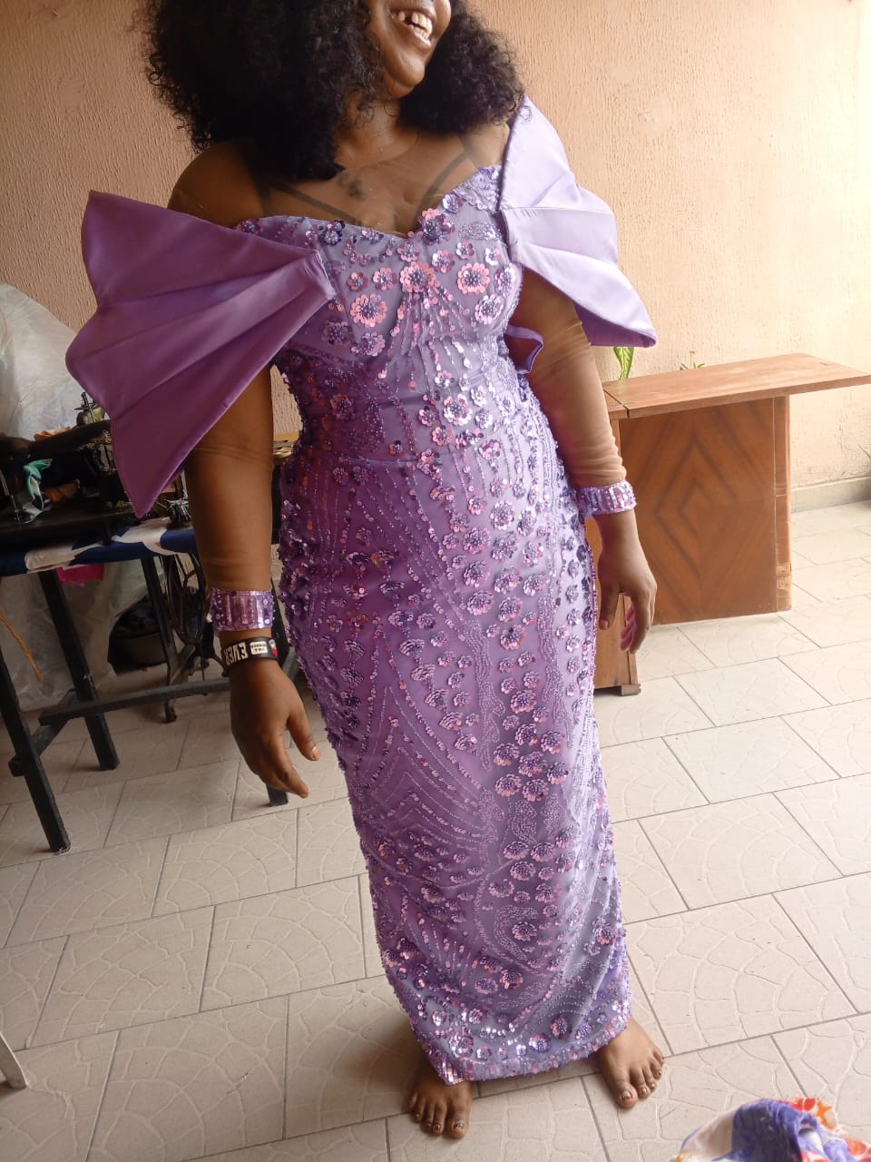 Lavender Beaded Dress Full